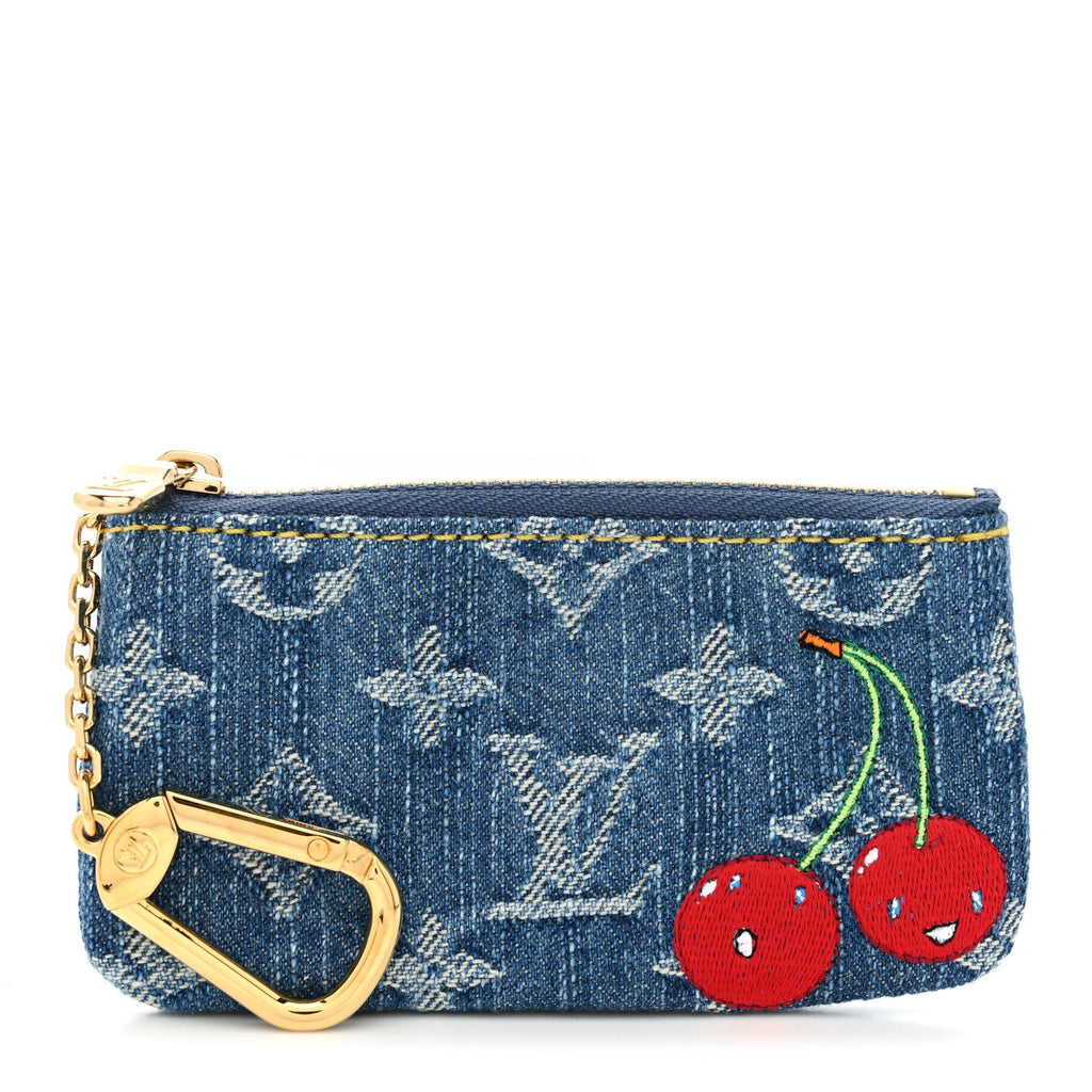 Louis Vuitton LV X TM Monogram Denim Cerises Key Pouch Blue