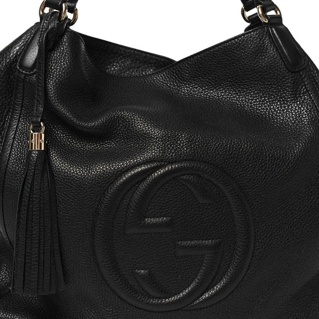 Gucci Pebbled Calfskin Large Soho Shoulder Bag Black