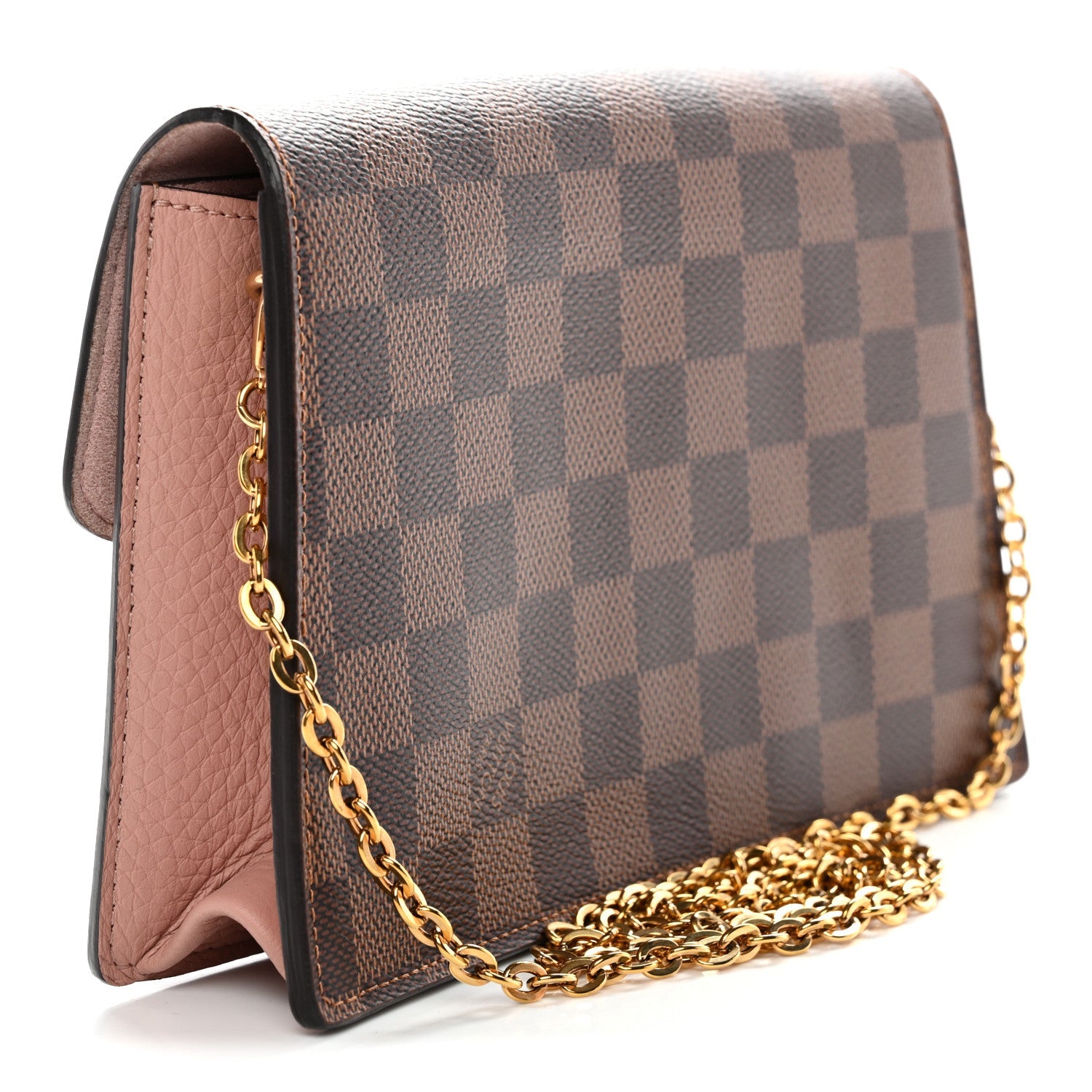 Louis Vuitton Damier Ebene Croisette Chain Wallet Magnolia