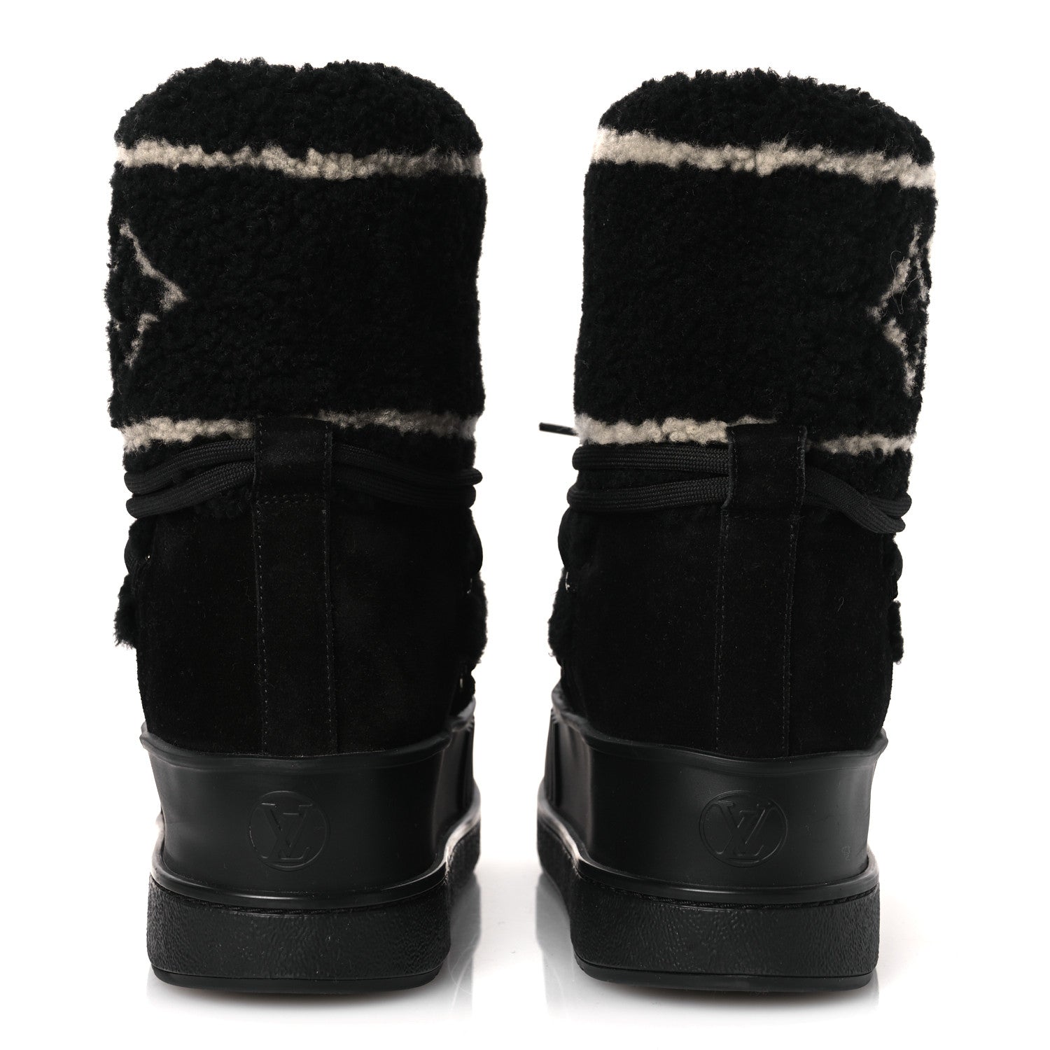 Louis Vuitton Suede Shearling Polar Flat Half Boots 40 Black