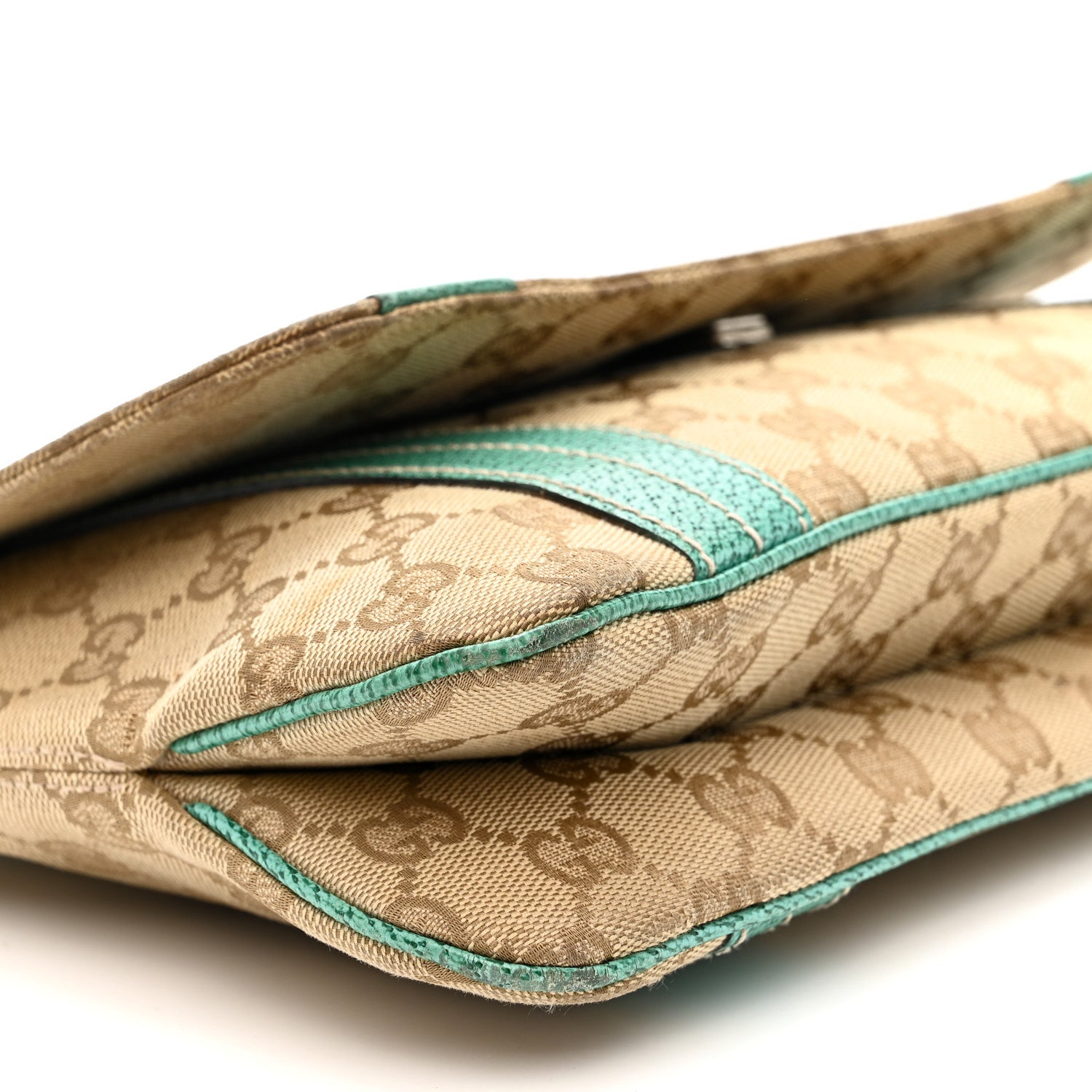 Gucci Monogram Satchel Bag Turquoise
