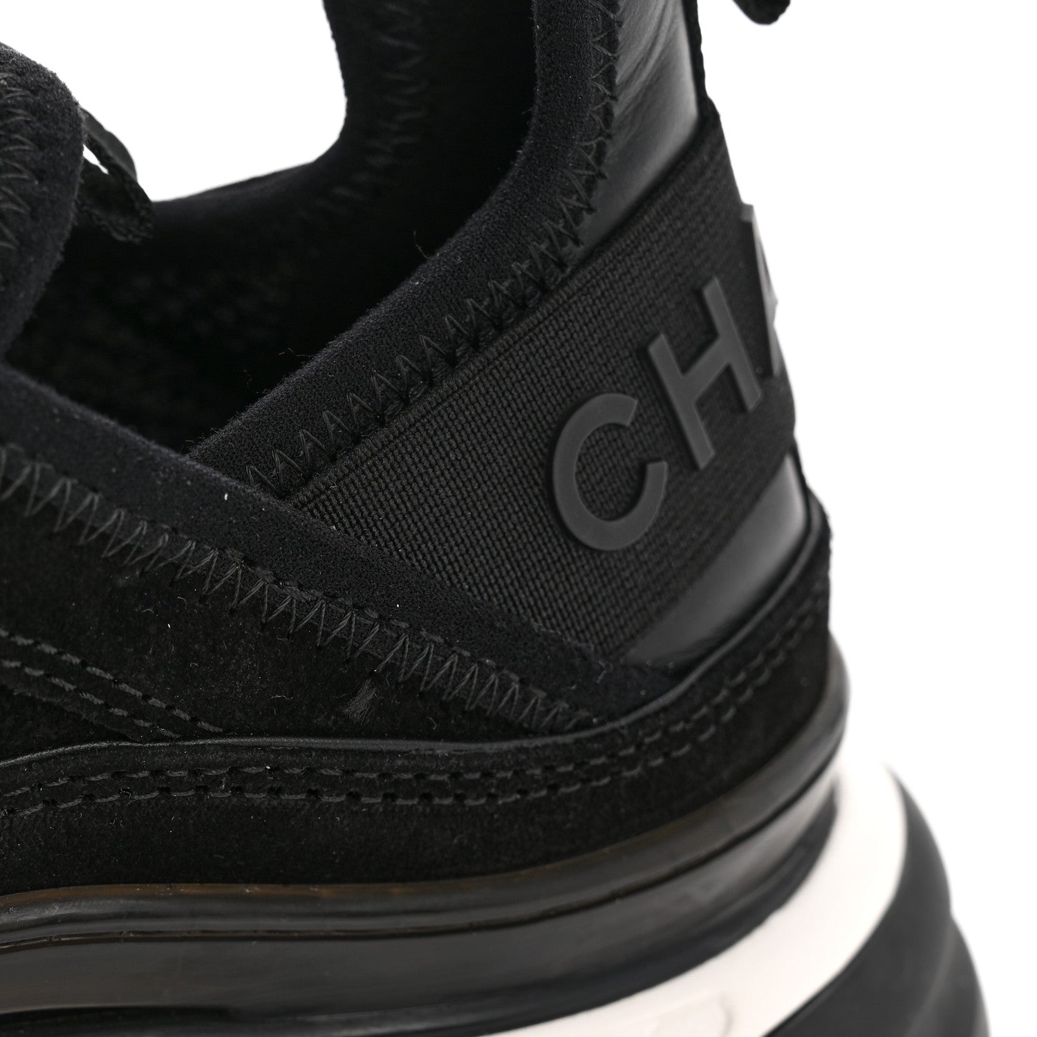 Chanel Suede Calfskin Nylon Grosgrain CC Sneakers 38 Black