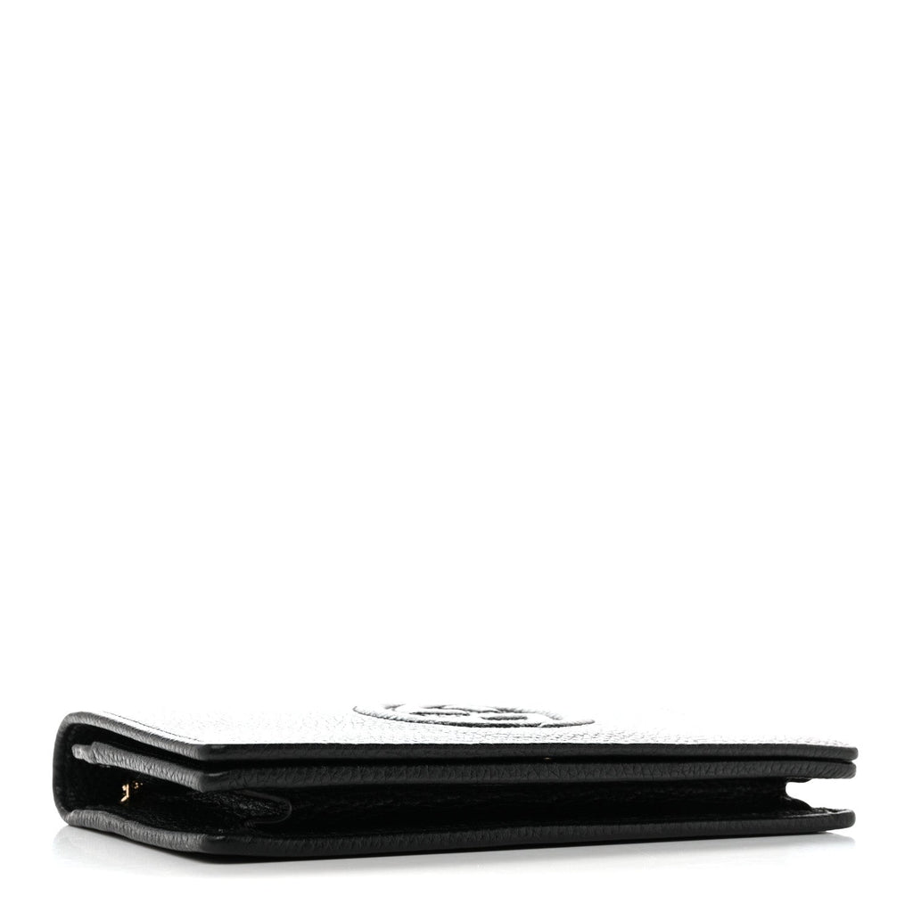 Gucci Pebbled Calfskin Soho Wallet On Chain Black