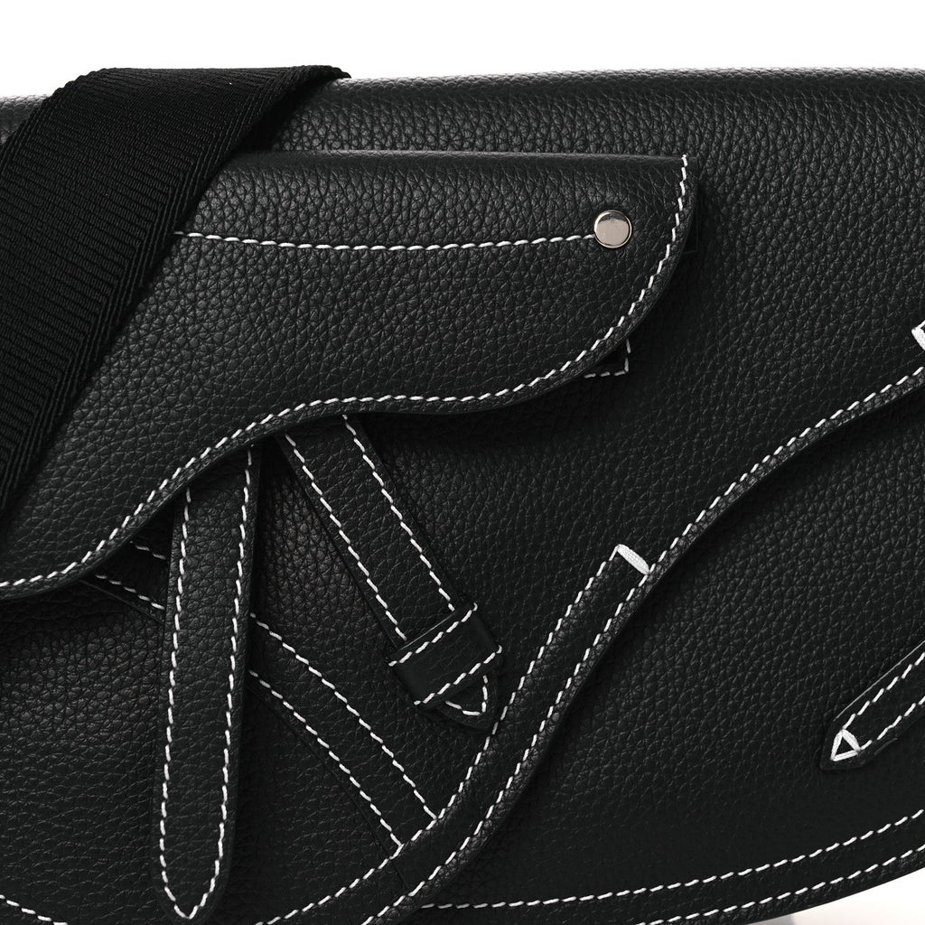 Christian Dior X KAWS Grained Calfskin Saddle Pouch Black