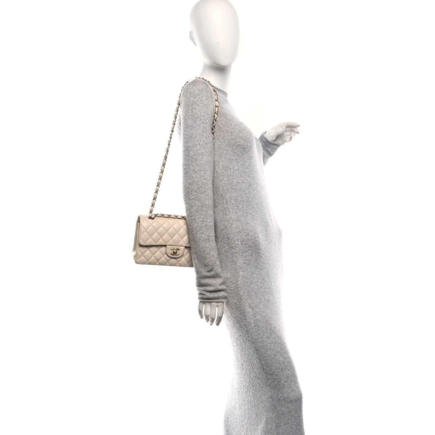 Chanel Caviar Quilted Small Double Flap Beige