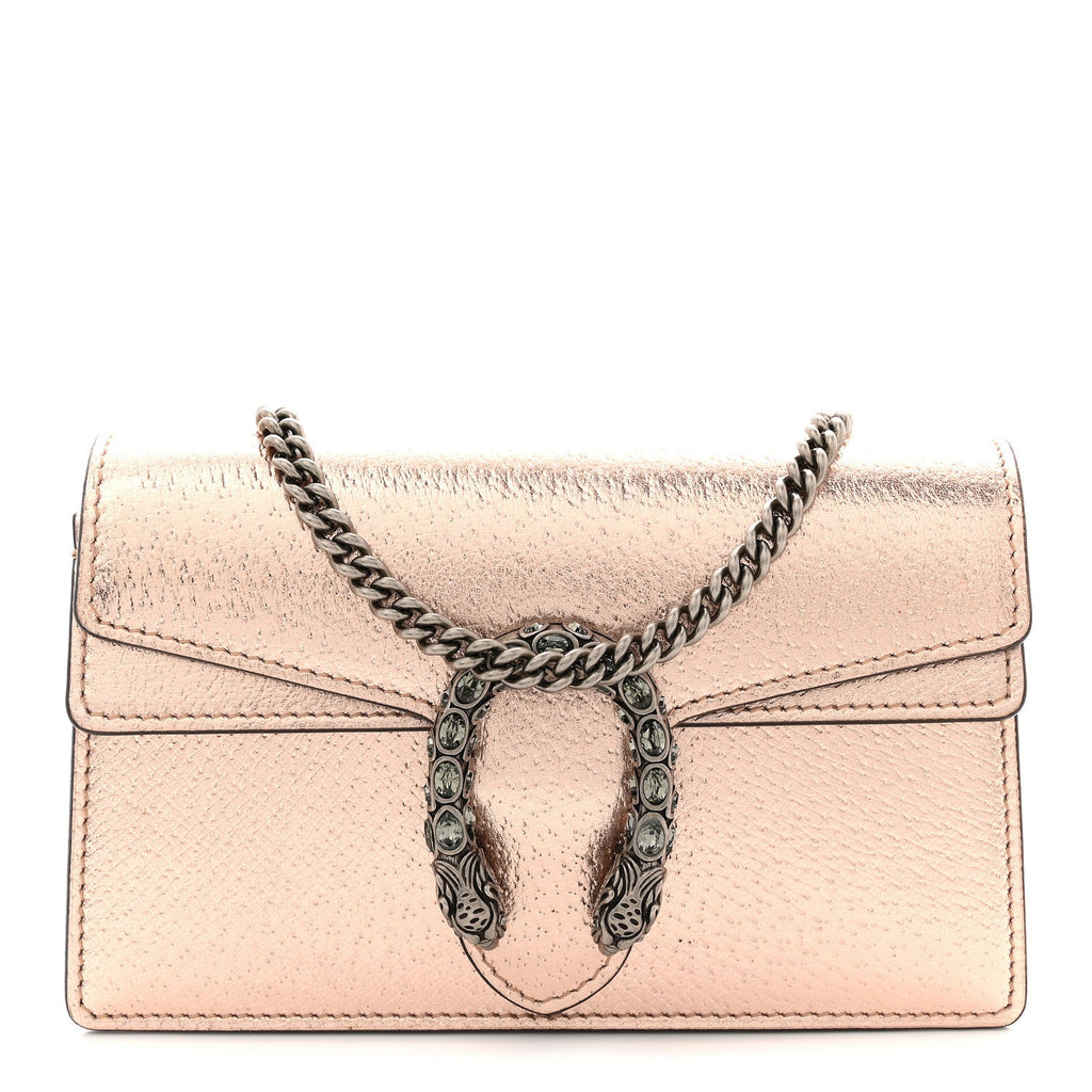 Gucci Metallic Calfskin Super Mini Dionysus Shoulder Bag Rose Gold