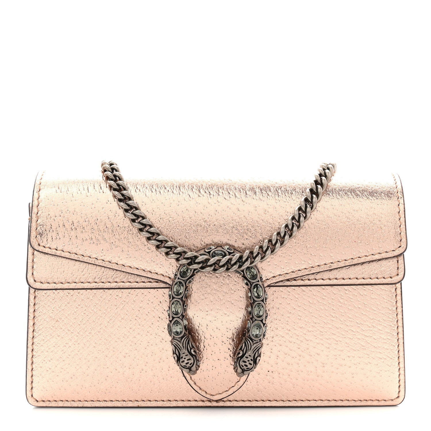 Gucci Metallic Calfskin Super Mini Dionysus Shoulder Bag Rose Gold