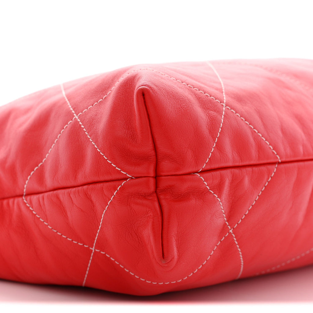 Chanel Shiny Calfskin Stitched Quilted Small Chanel 22 Red