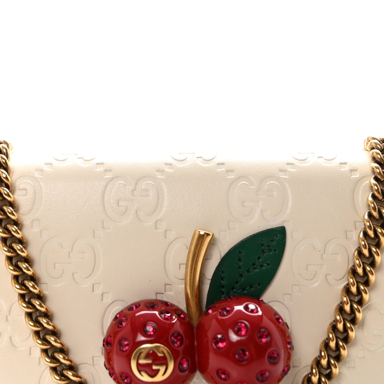 Gucci Guccissima Mini Cherry Chain Bag White