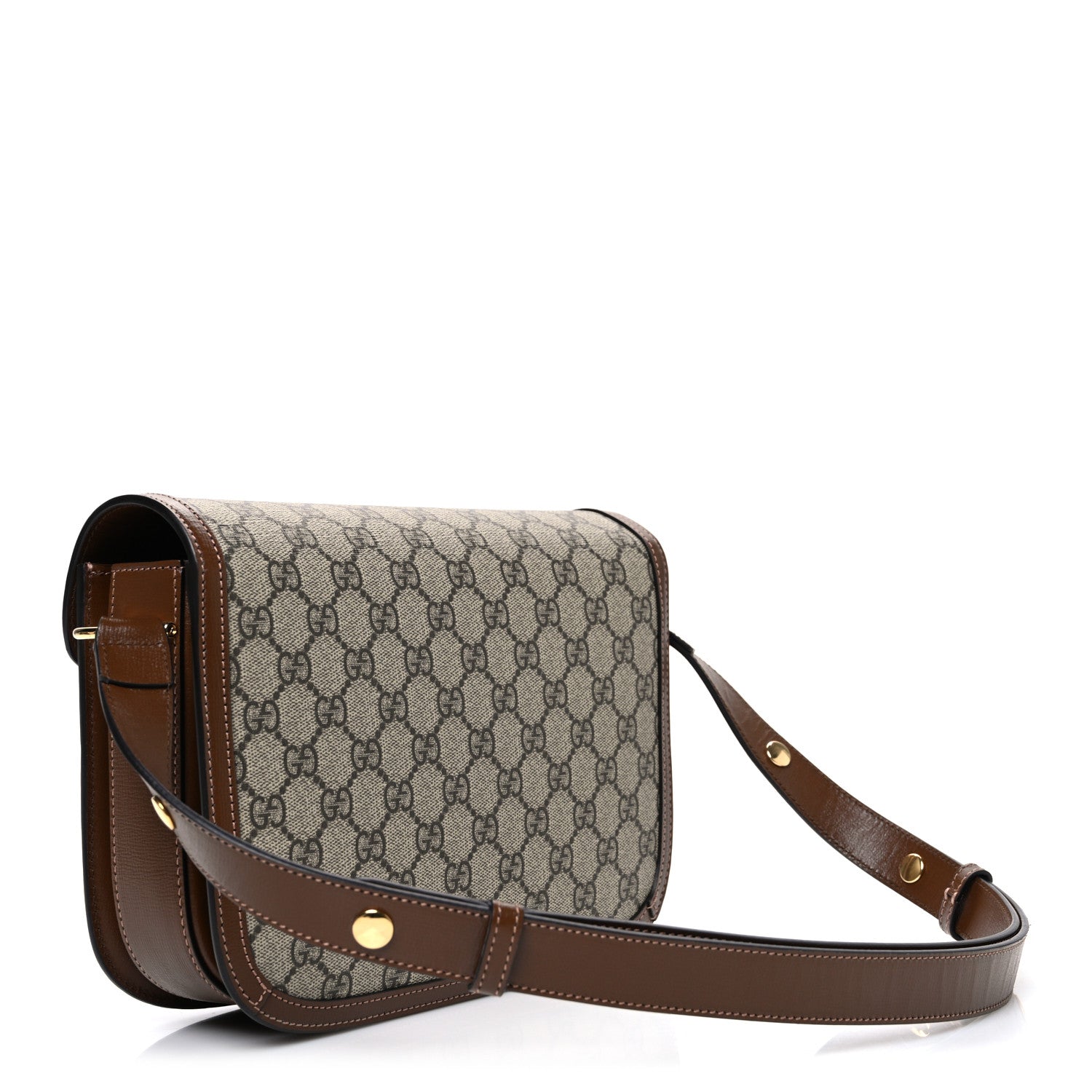 Gucci GG Supreme Monogram Horsebit 1955 Shoulder Bag Beige Brown Sugar