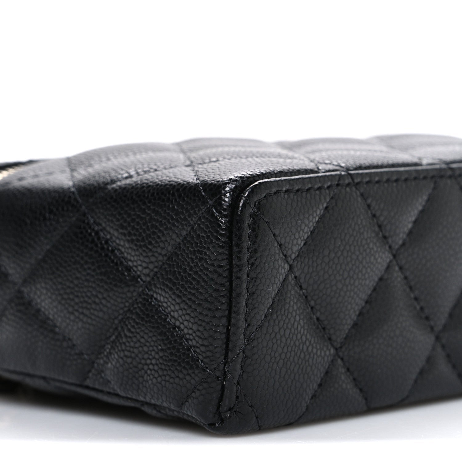 Chanel Caviar Quilted Top Handle Slim Vanity With Chain Black