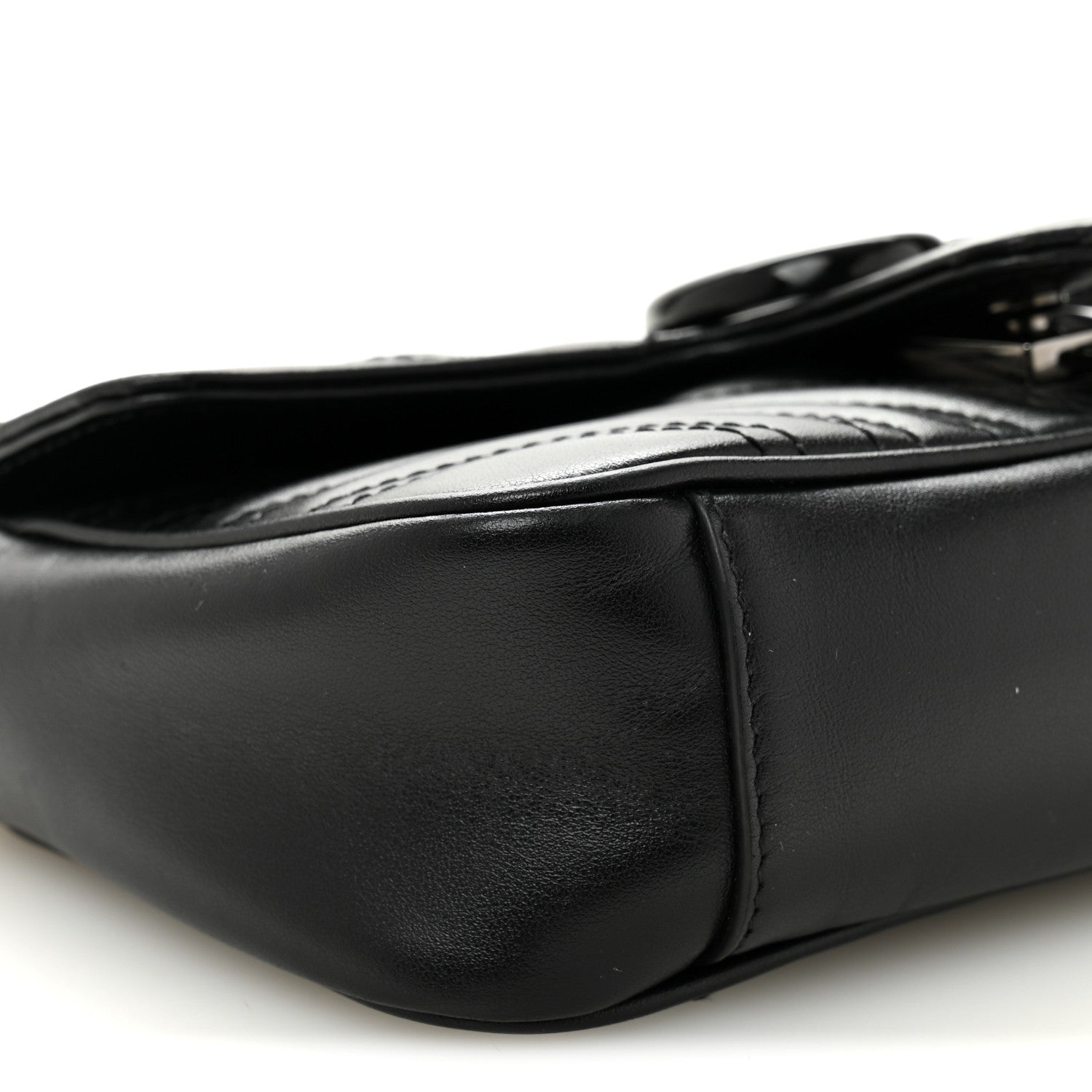 Gucci Calfskin Matelasse Monochrome Mini GG Marmont Shoulder Bag Black