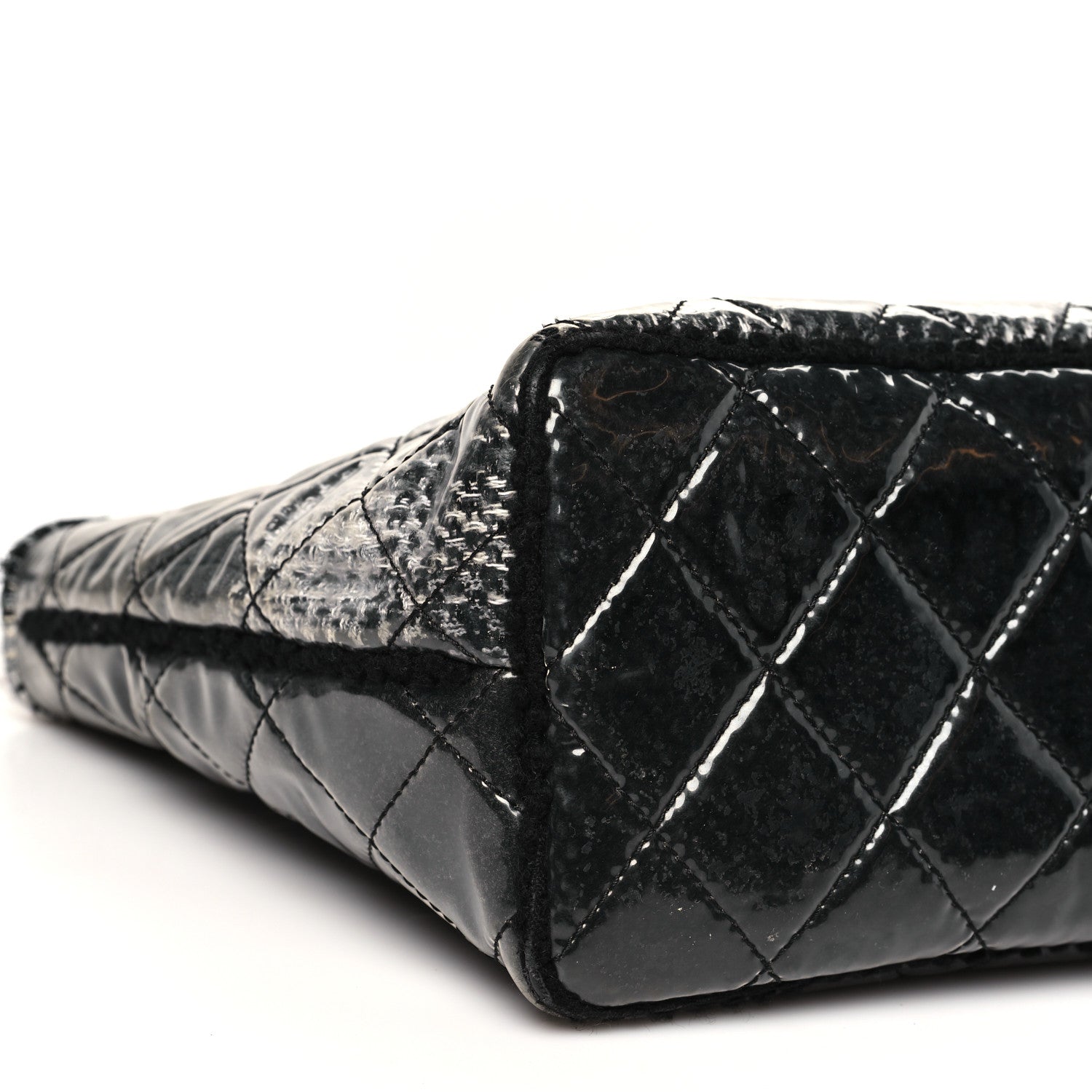 Chanel Vinyl Funny Tweed Patchwork Tote Grey