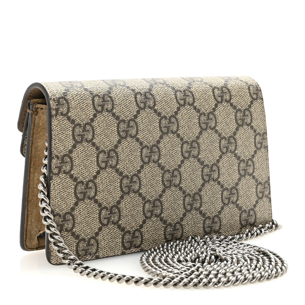 Gucci GG Supreme Monogram Super Mini Dionysus Shoulder Bag Taupe
