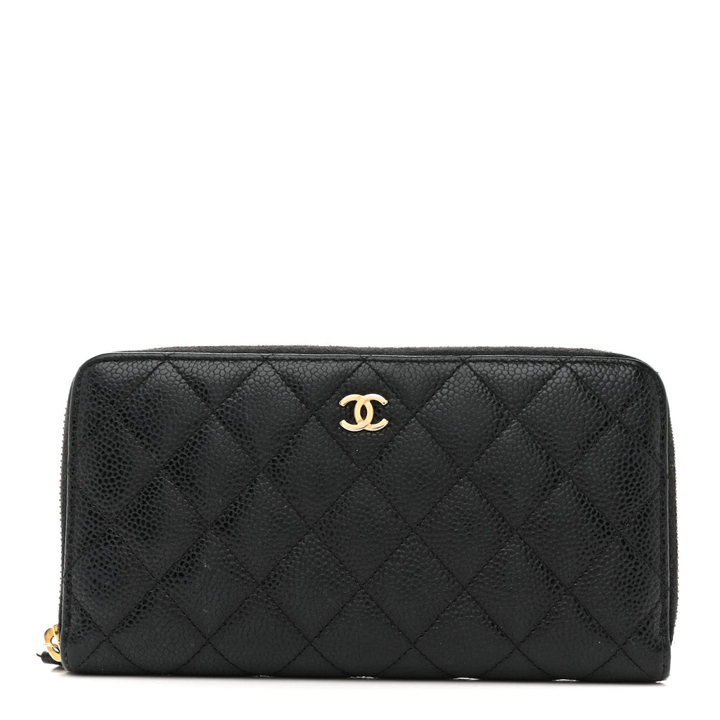 Caviar Quilted Large Gusset Zip Around Wallet Navy