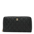 Caviar Quilted Large Gusset Zip Around Wallet Navy