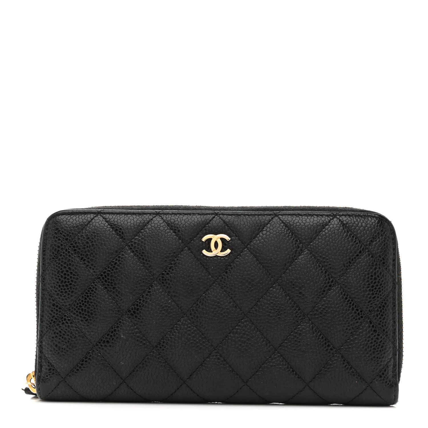 Caviar Quilted Large Gusset Zip Around Wallet Navy