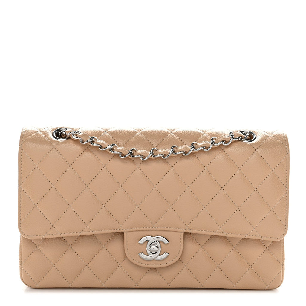 Chanel Caviar Quilted Medium Double Flap Beige