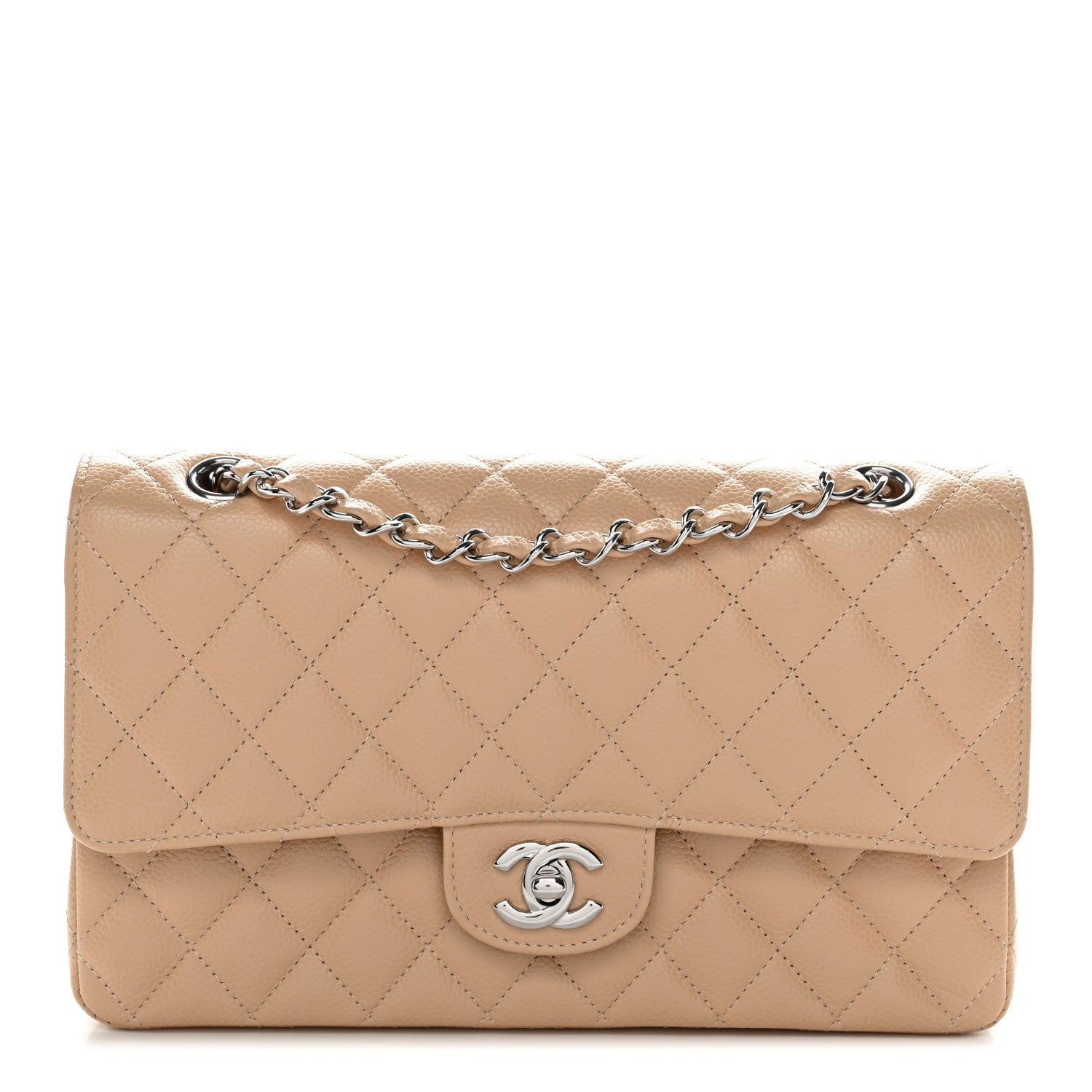 Chanel Caviar Quilted Medium Double Flap Beige