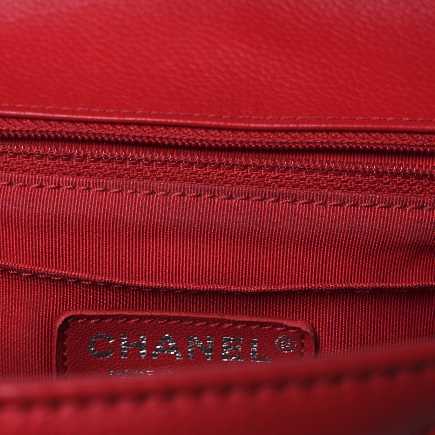 Chanel Caviar Chevron Quilted Small Single Flap Red