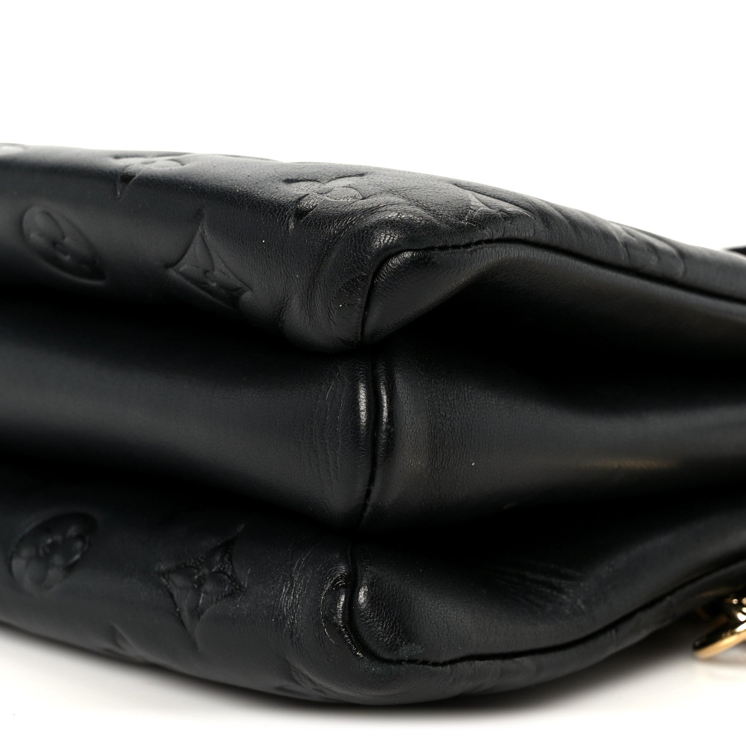 Louis Vuitton Lambskin Embossed Monogram Coussin PM Black