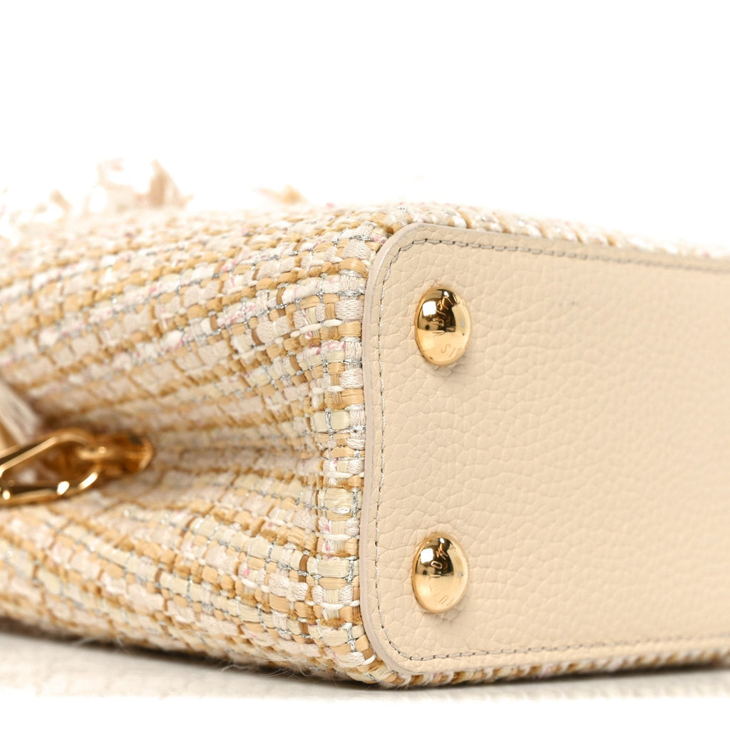 Louis Vuitton Tweed Taurillon Capucines BB Beige