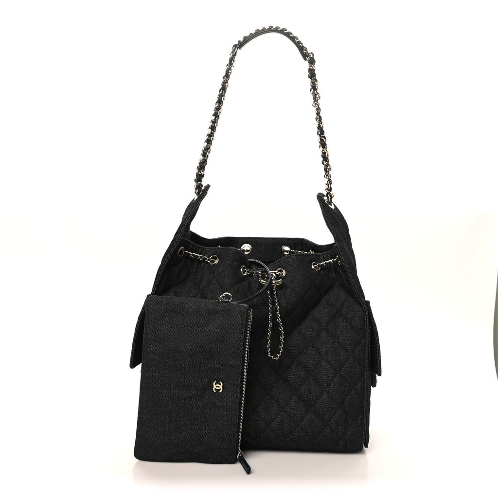 Chanel Denim Quilted Medium Chanel 25 Handbag Dark Blue