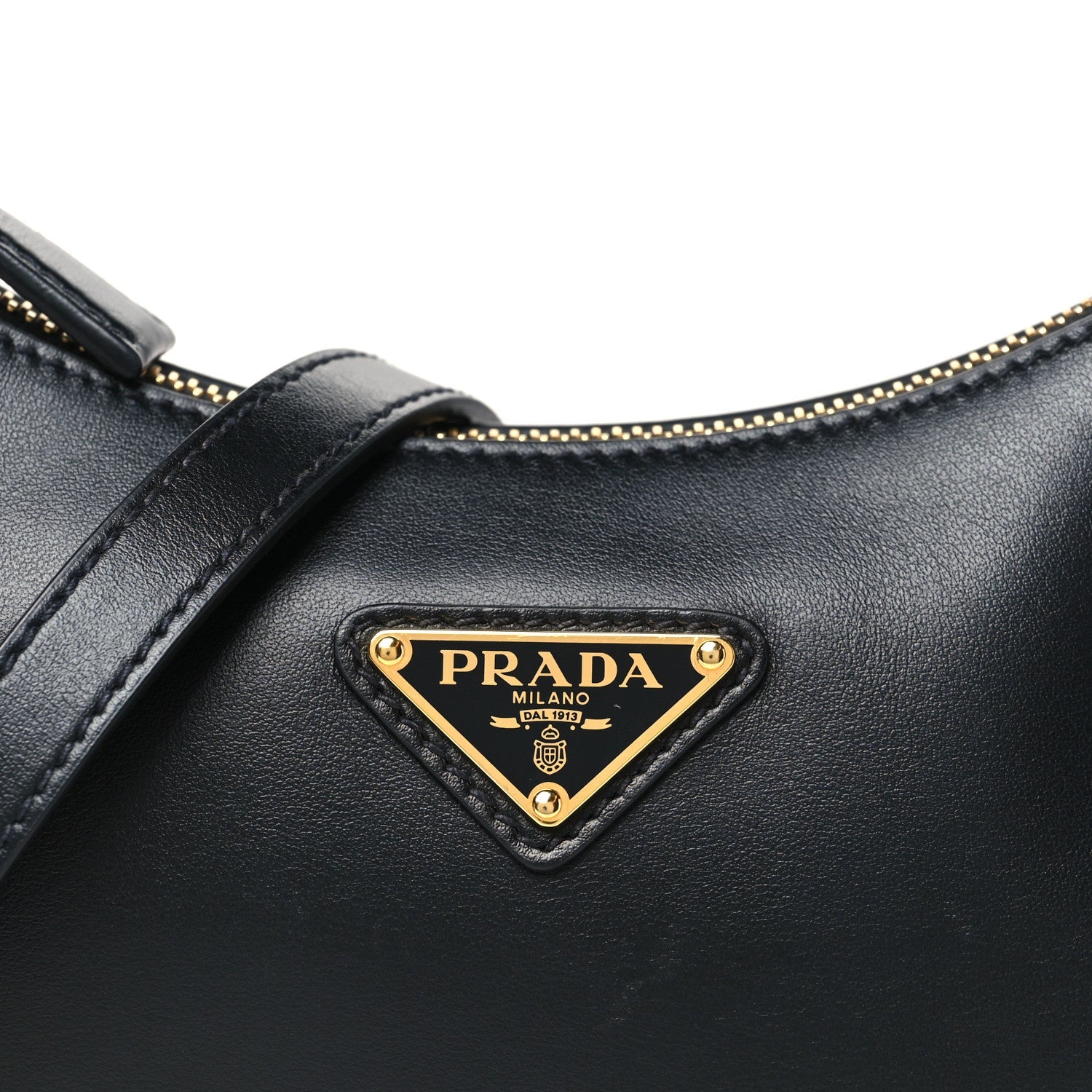 Prada Soft Calfskin Arque Shoulder Bag Black