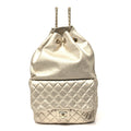 Chanel Metallic Lambskin Quilted Small In Seoul Backpack Light Gold