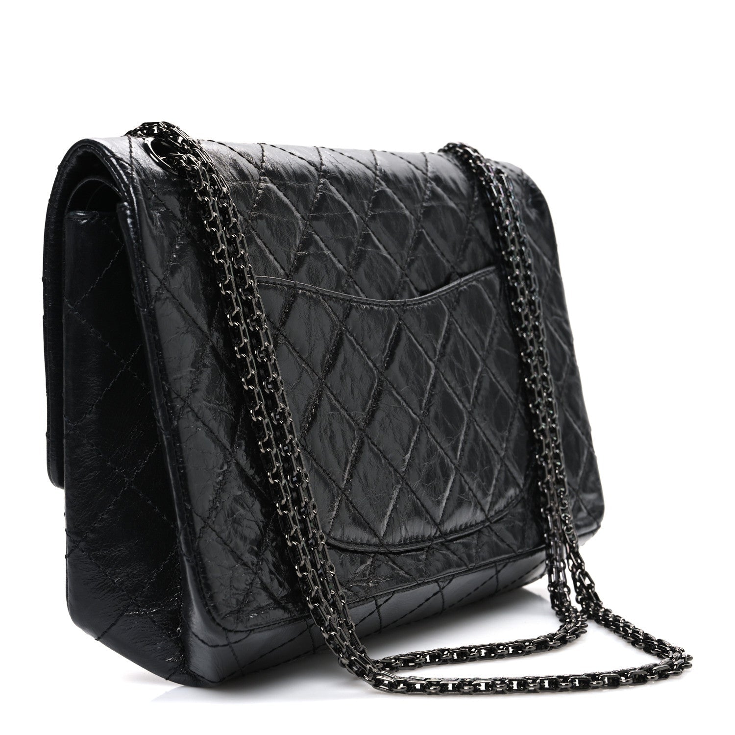 Chanel Metallic Aged Calfskin Quilted 2.55 Reissue 226 Flap So Black