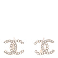 Crystal Pearl CC Clip On Earrings Silver