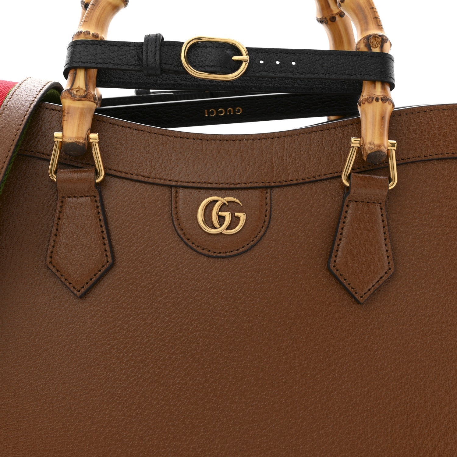Gucci Textured Dollar Calfskin Medium Diana Tote Bag Cuir Black
