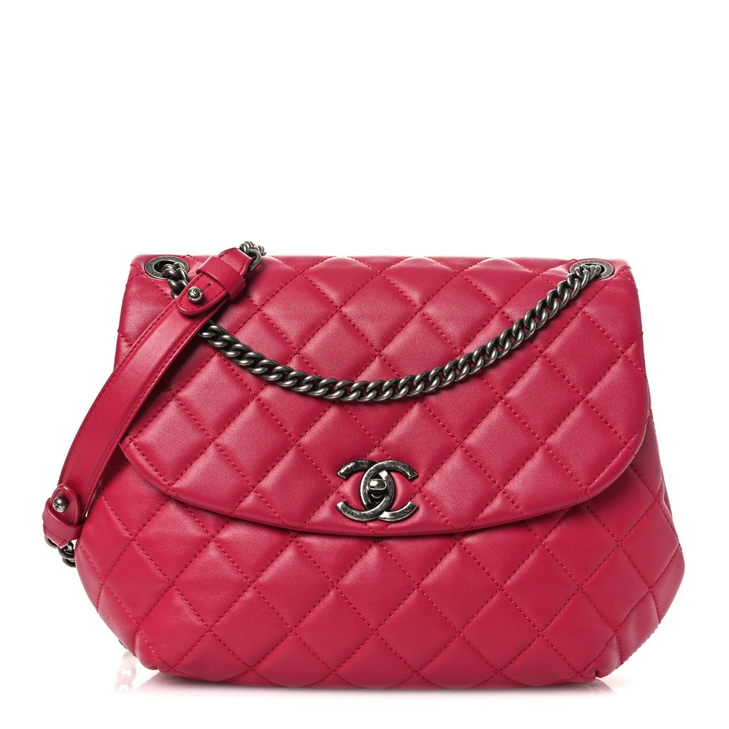 Chanel Lambskin Quilted Large Daily Supple Flap Dark Pink