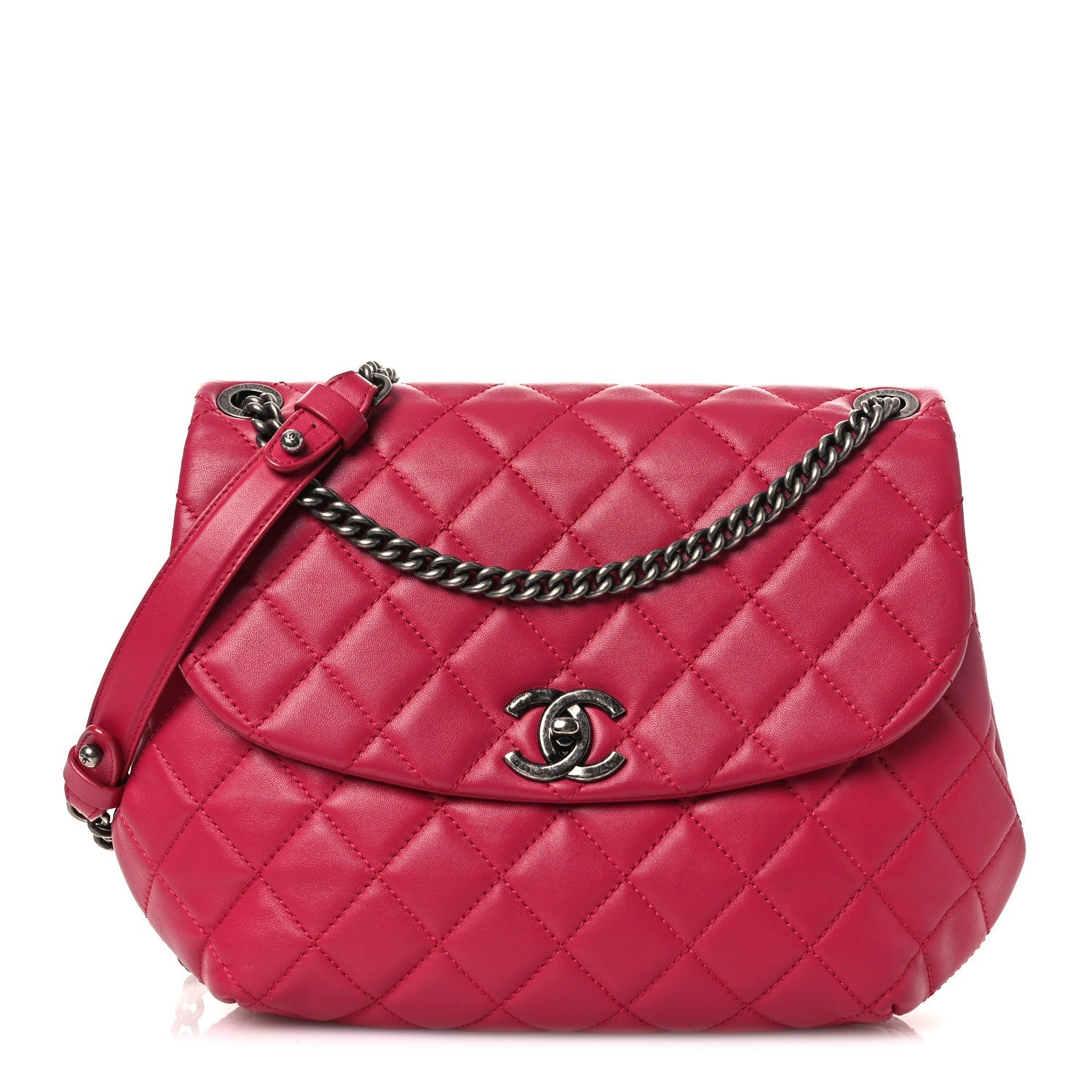 Chanel Lambskin Quilted Large Daily Supple Flap Dark Pink
