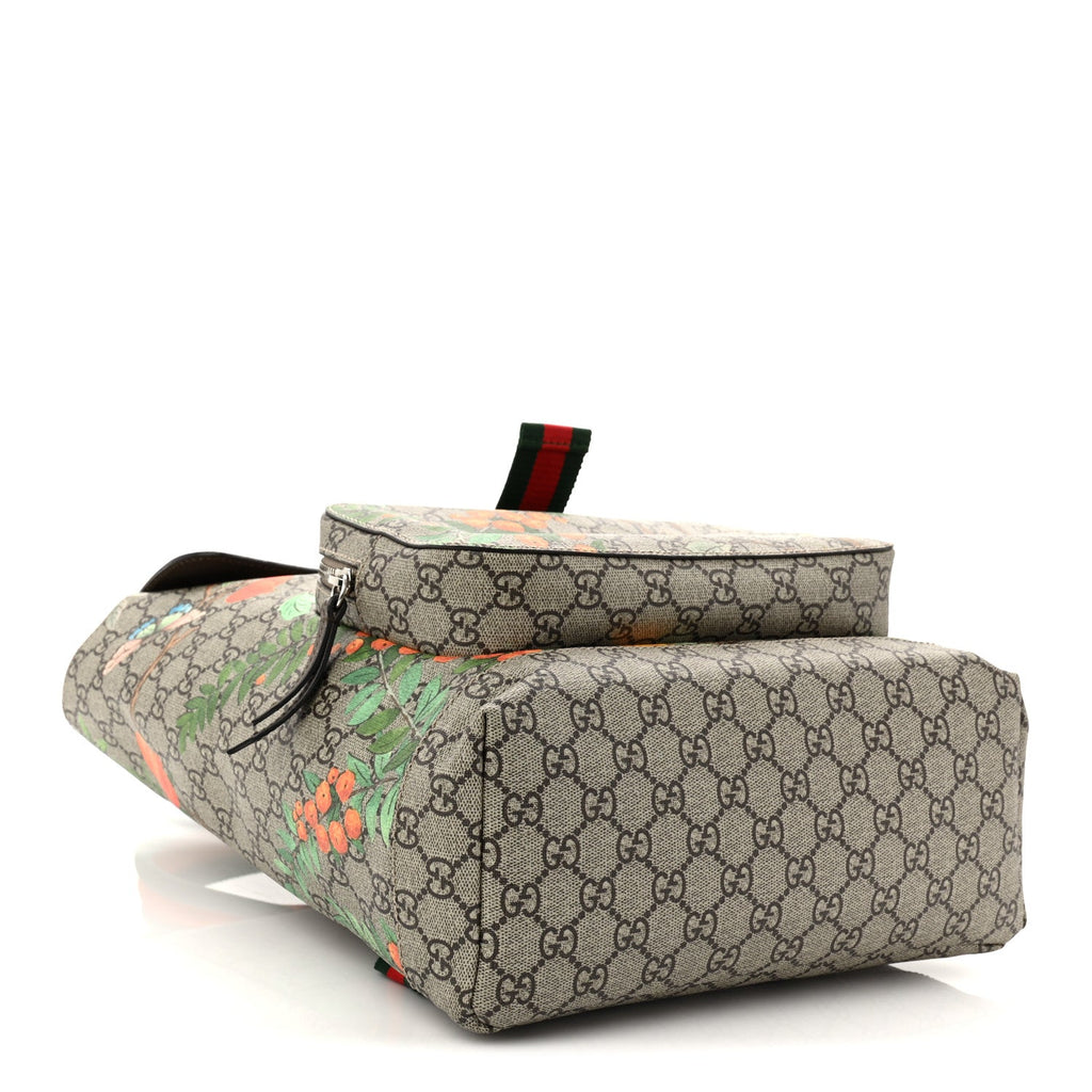Gucci GG Supreme Monogram Tian Web Single Buckle Backpack Beige Multicolor New Acero