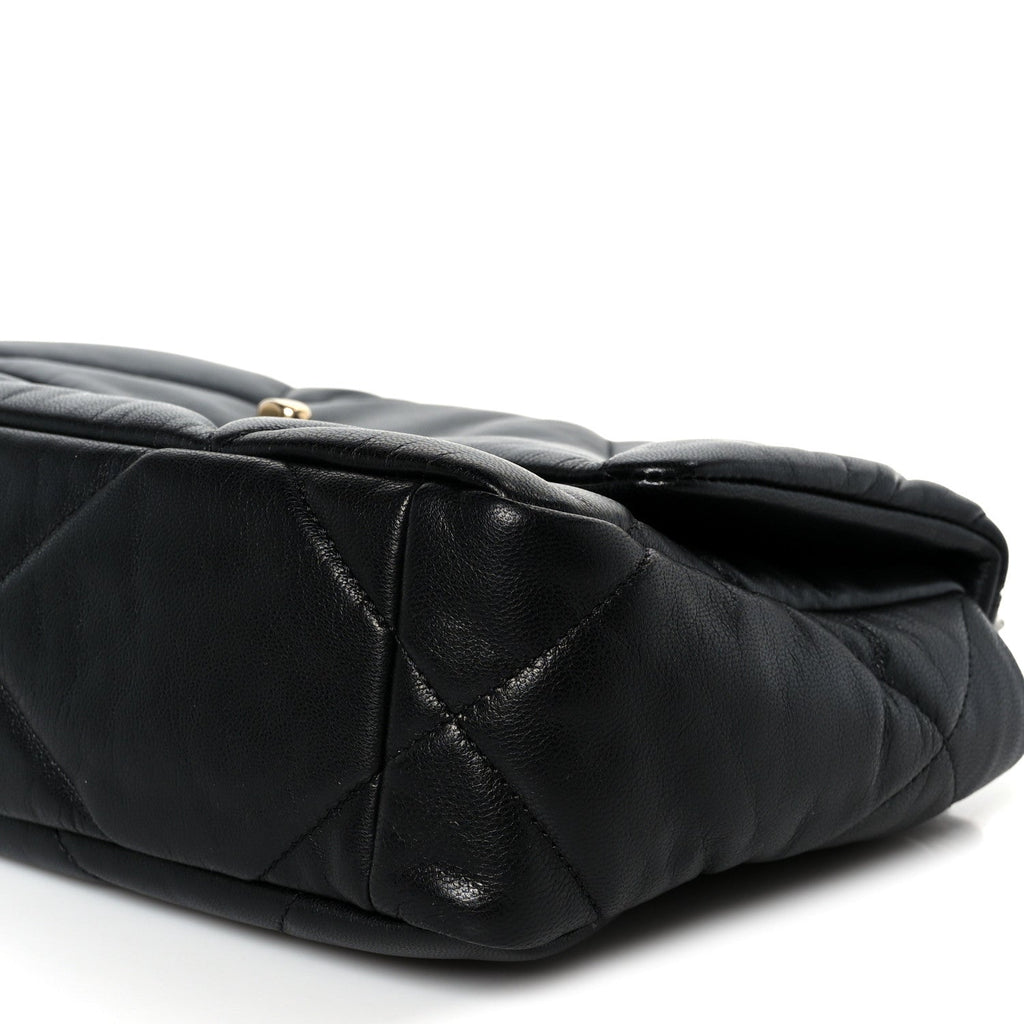 Chanel Shiny Goatskin Quilted Medium Chanel 19 Flap Black