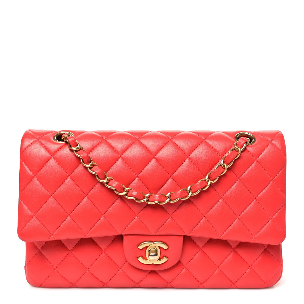 Chanel Lambskin Quilted Medium Double Flap Dark Pink