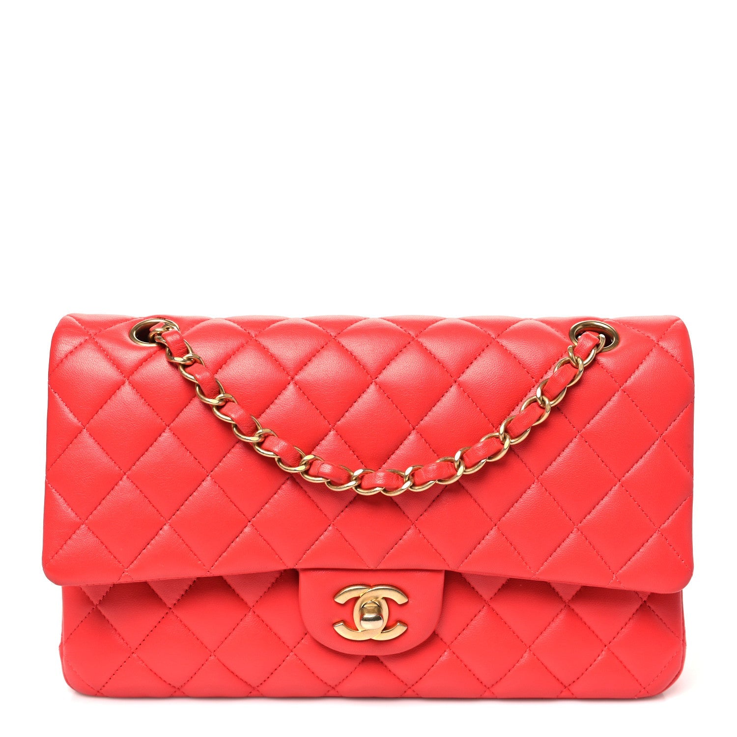 Chanel Lambskin Quilted Medium Double Flap Dark Pink
