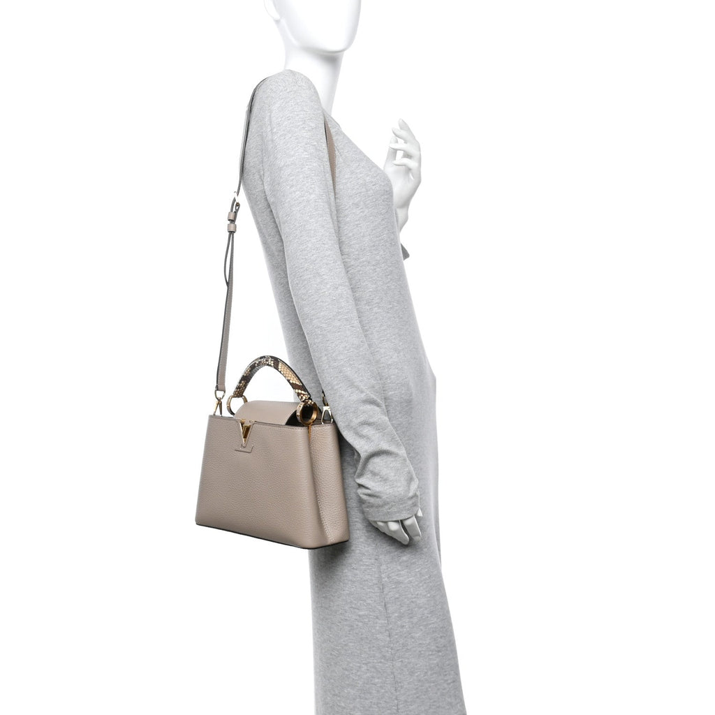 Louis Vuitton Taurillon Snakeskin Capucines BB Galet