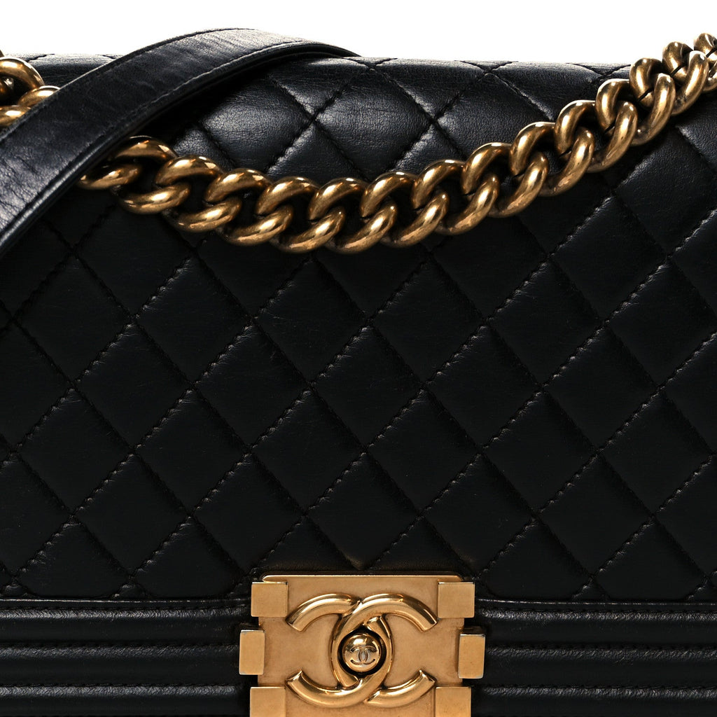 Chanel Lambskin Quilted Medium Boy Flap Black