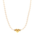 Crystal Pearl CC Heart Choker Necklace Gold