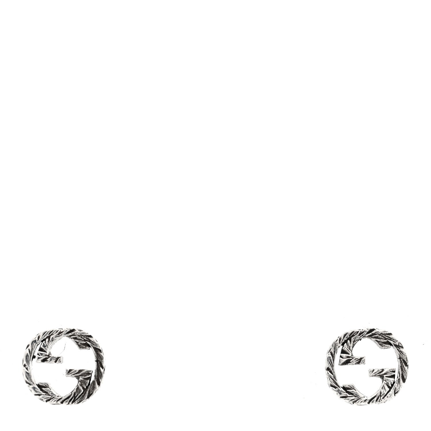 Gucci Sterling Silver Textured Interlocking G Stud Earrings