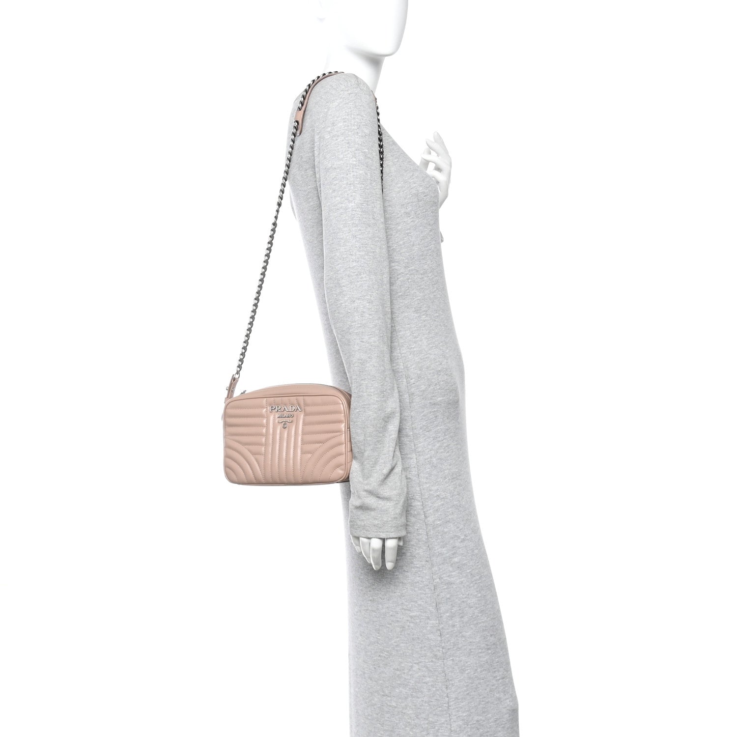Prada Soft Calfskin Diagramme Camera Bag Cipria