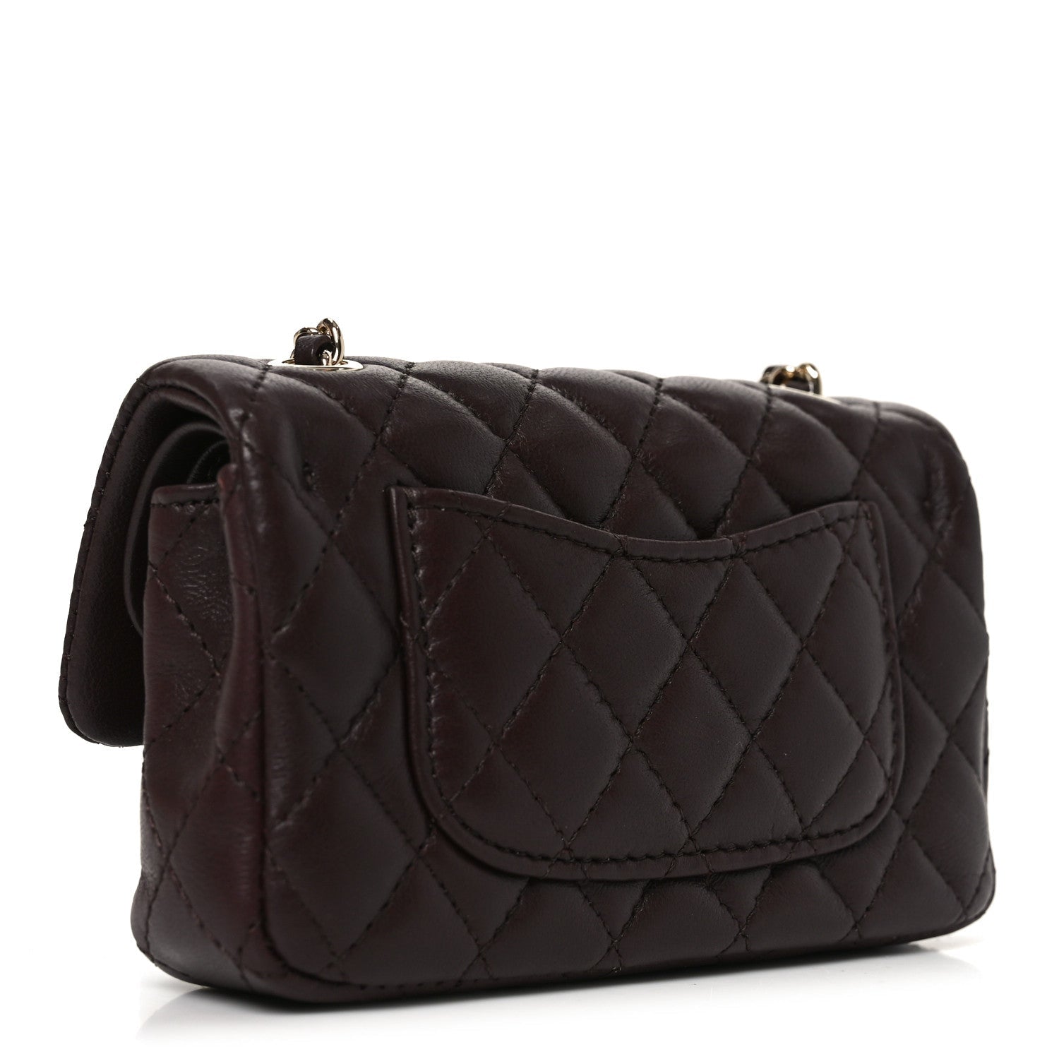 Chanel Lambskin Quilted Mini Double Flap With Hook Dark Brown