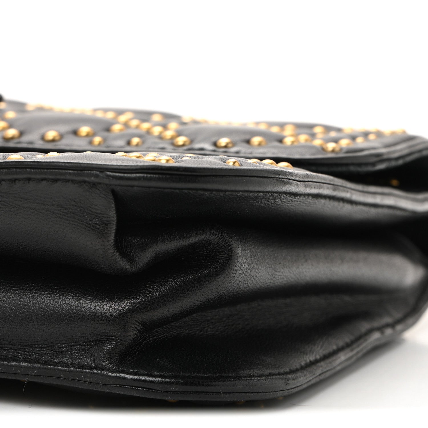 Christian Dior Lambskin Cannage Studded Large Dioraddict Flap Bag Black