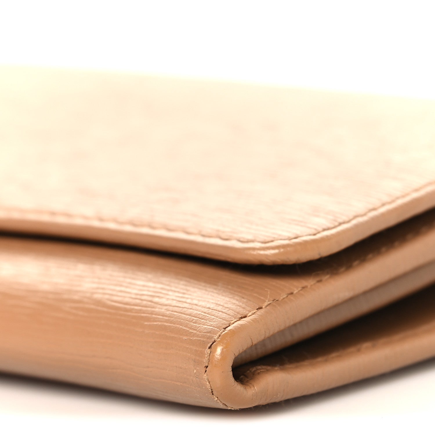 Prada Vitello Move Metal Oro Chain Wallet Caramel