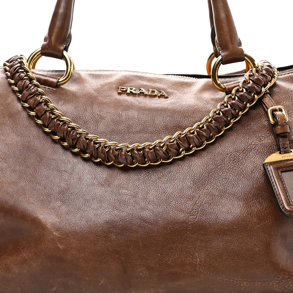 Prada Soft Calf Shopping Tote Brown