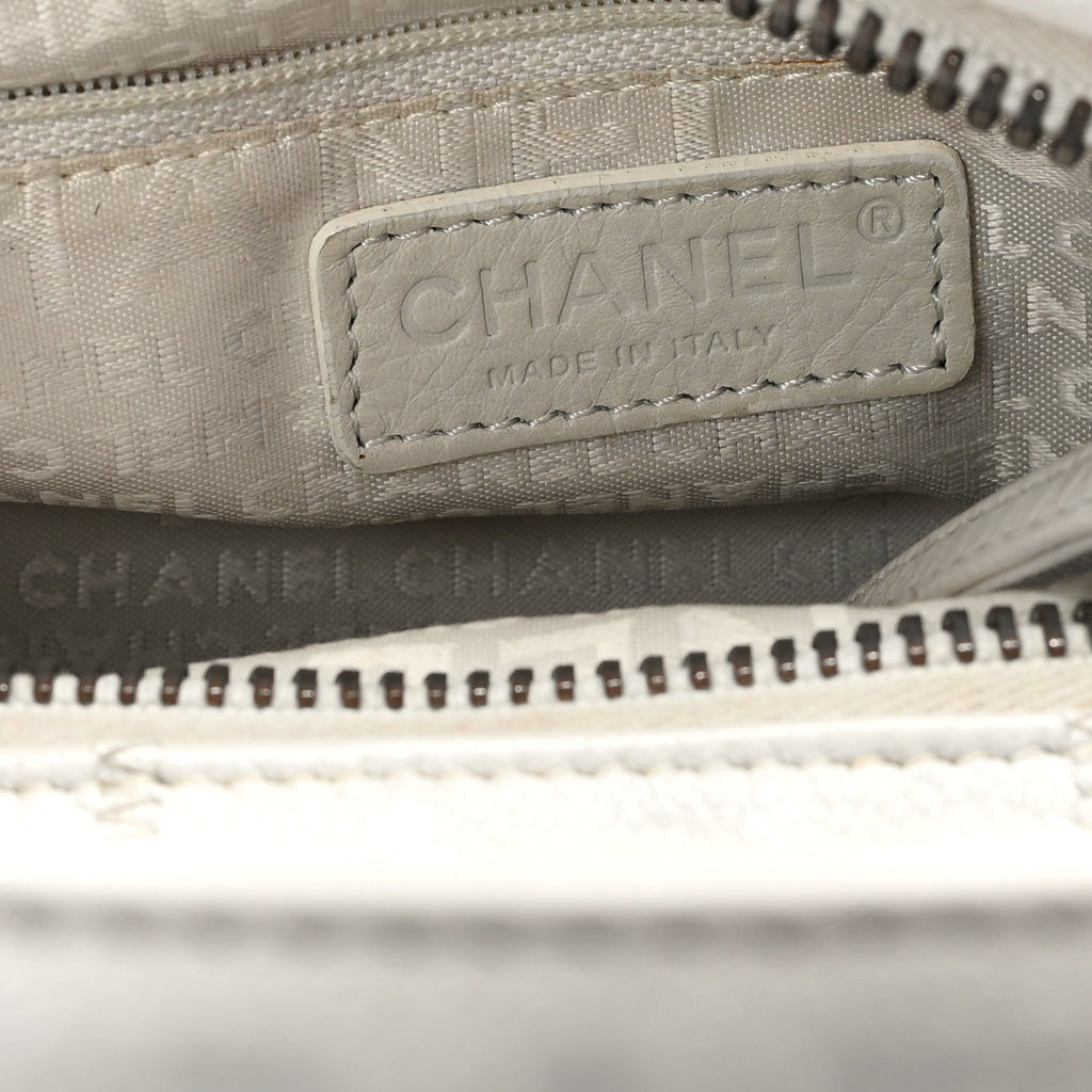Chanel Caviar Square Stitched Bag White