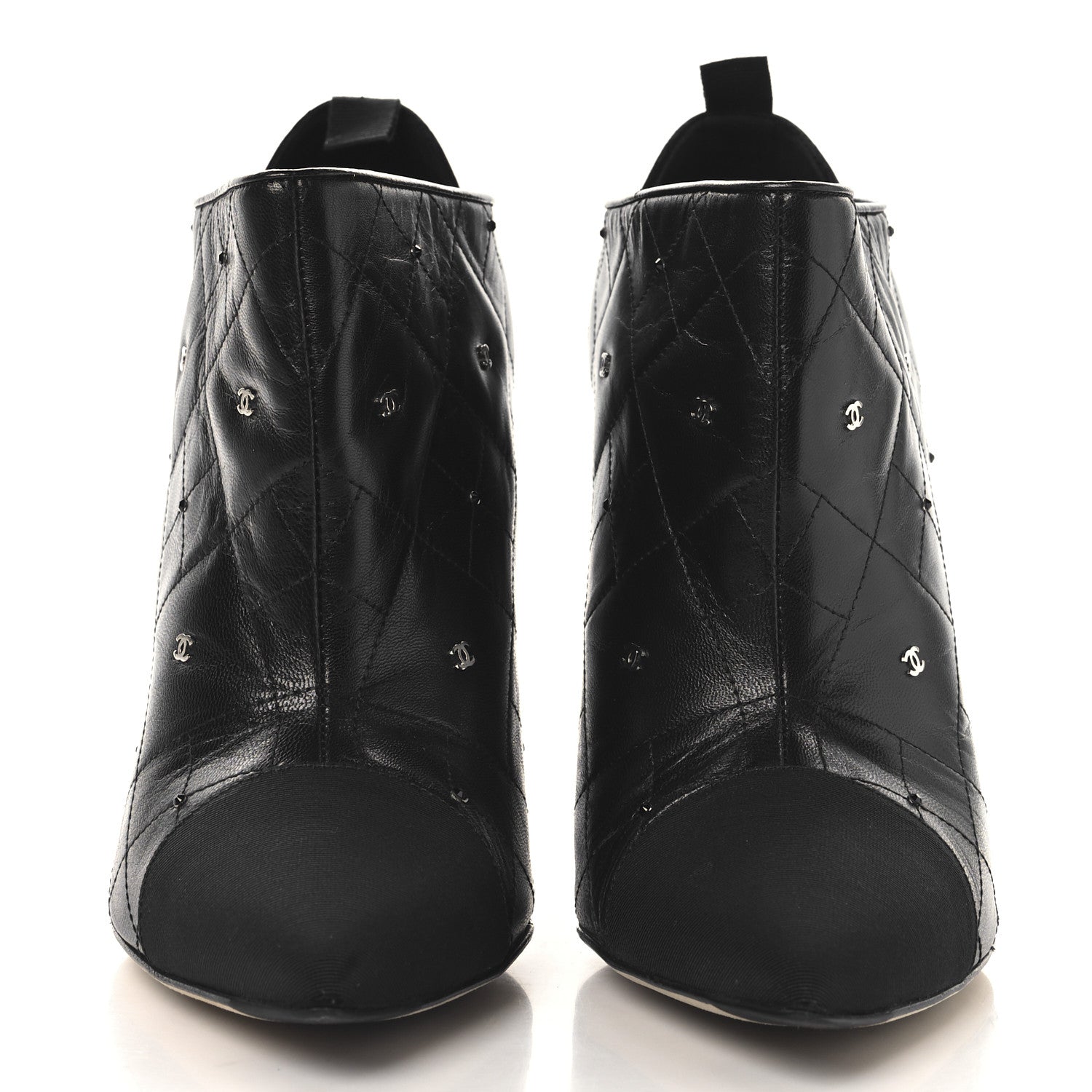 Lambskin Quilted CC Cap Toe Booties 41 Black