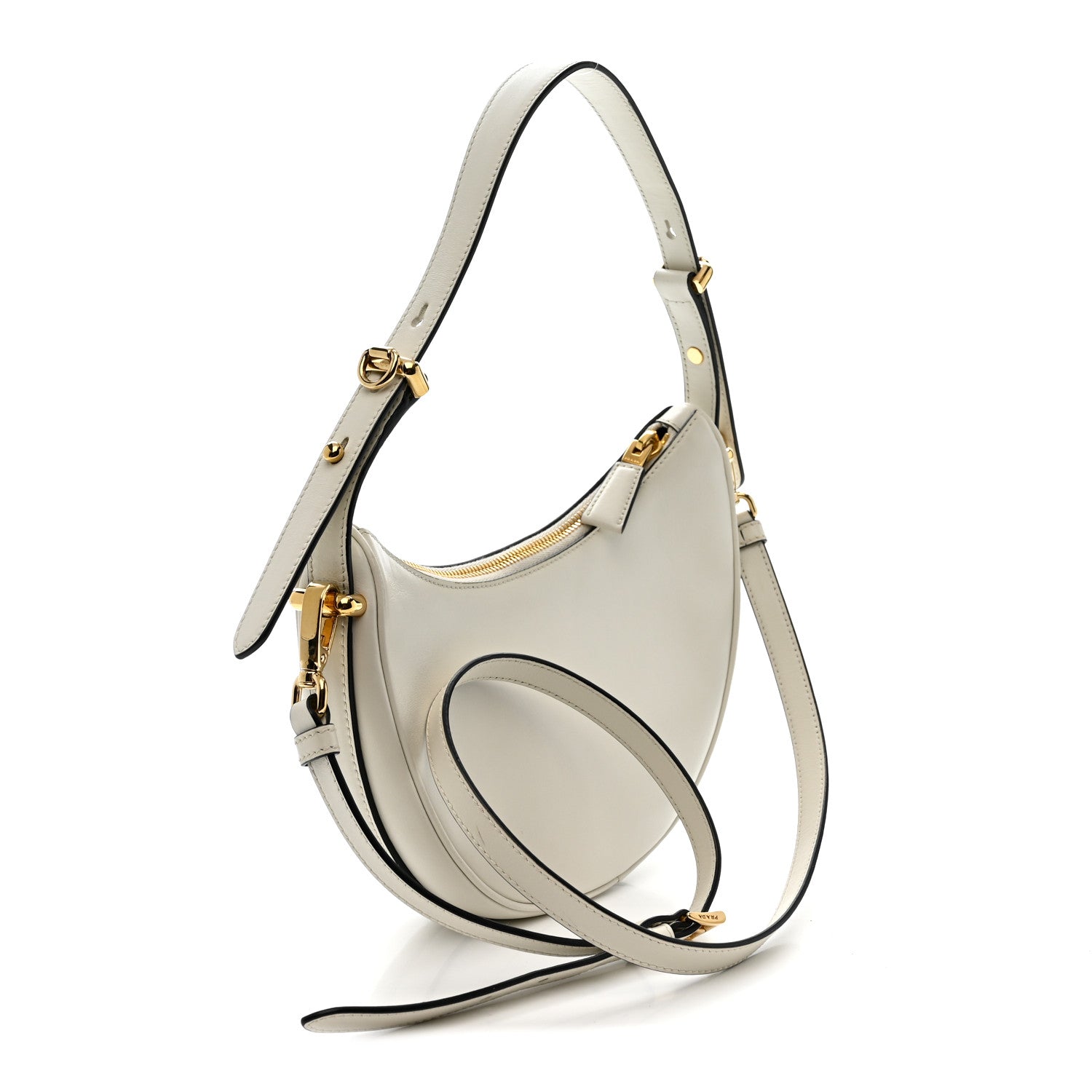 Prada Soft Calfskin Small Arque Shoulder Bag White
